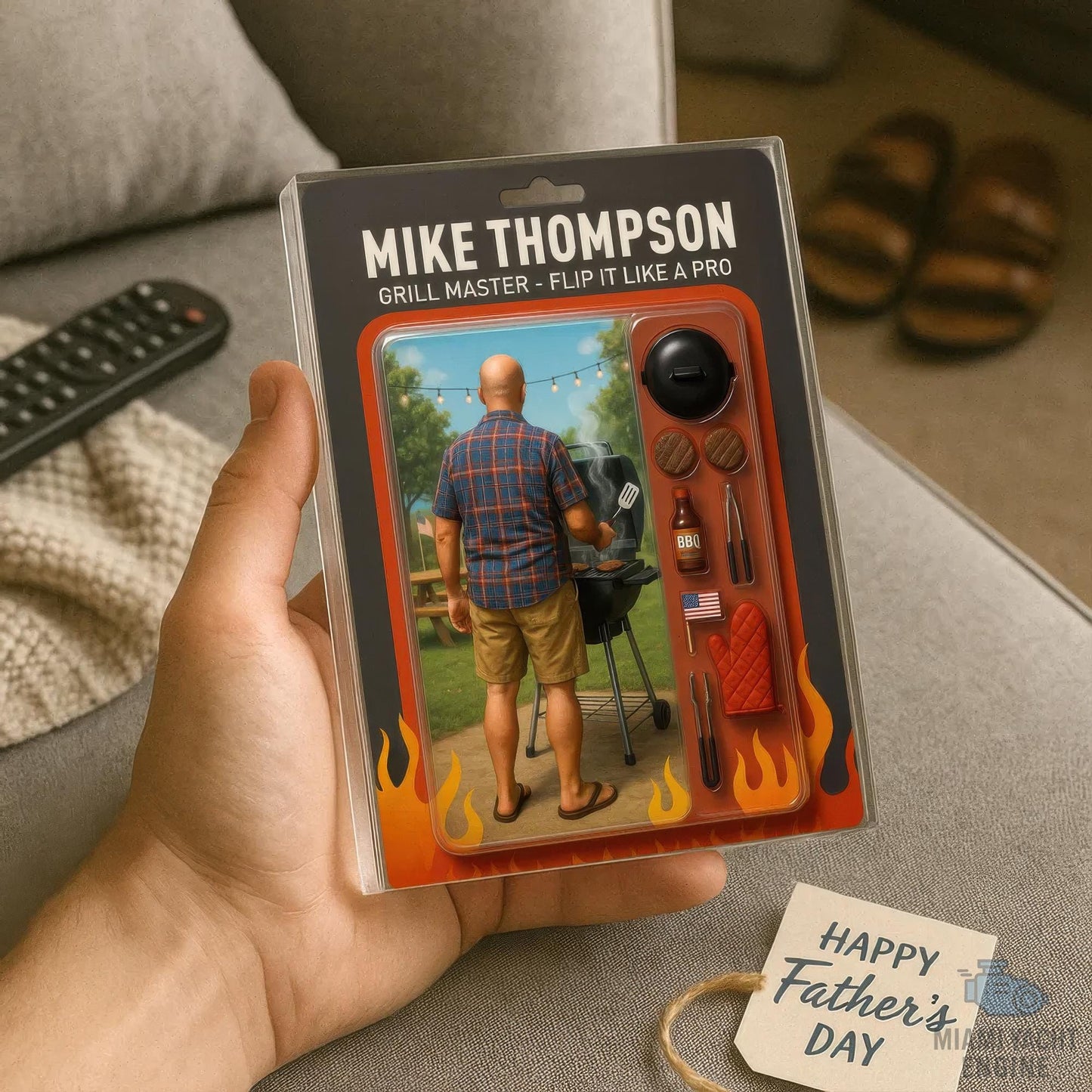 Custom Name Grill Master, Flip It Like A Pro Acrylic Block Plaque, Dad Is Grilling Outside Acrylic Block Plaque, Father's Day Gift For Dad