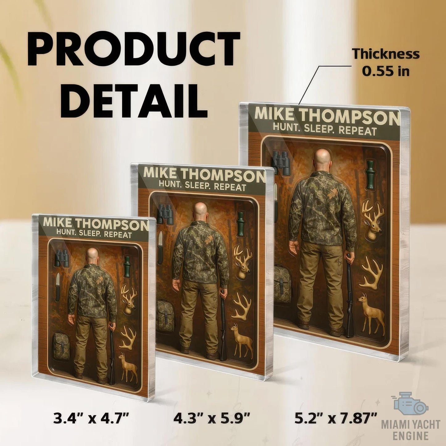 Custom Name Hunt. Sleep. Repeat Acrylic Block Plaque, Big Game Hunter Dad Acrylic Block Plaque, Father's Day Gift For Dad, Gift For Husband
