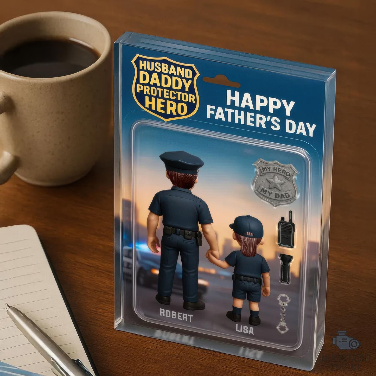 Custom Name Husband Daddy Protector Hero Acrylic Block Plaque, Police Dad Acrylic Block Plaque, Father's Day Gift For Dad, Gift For Husband