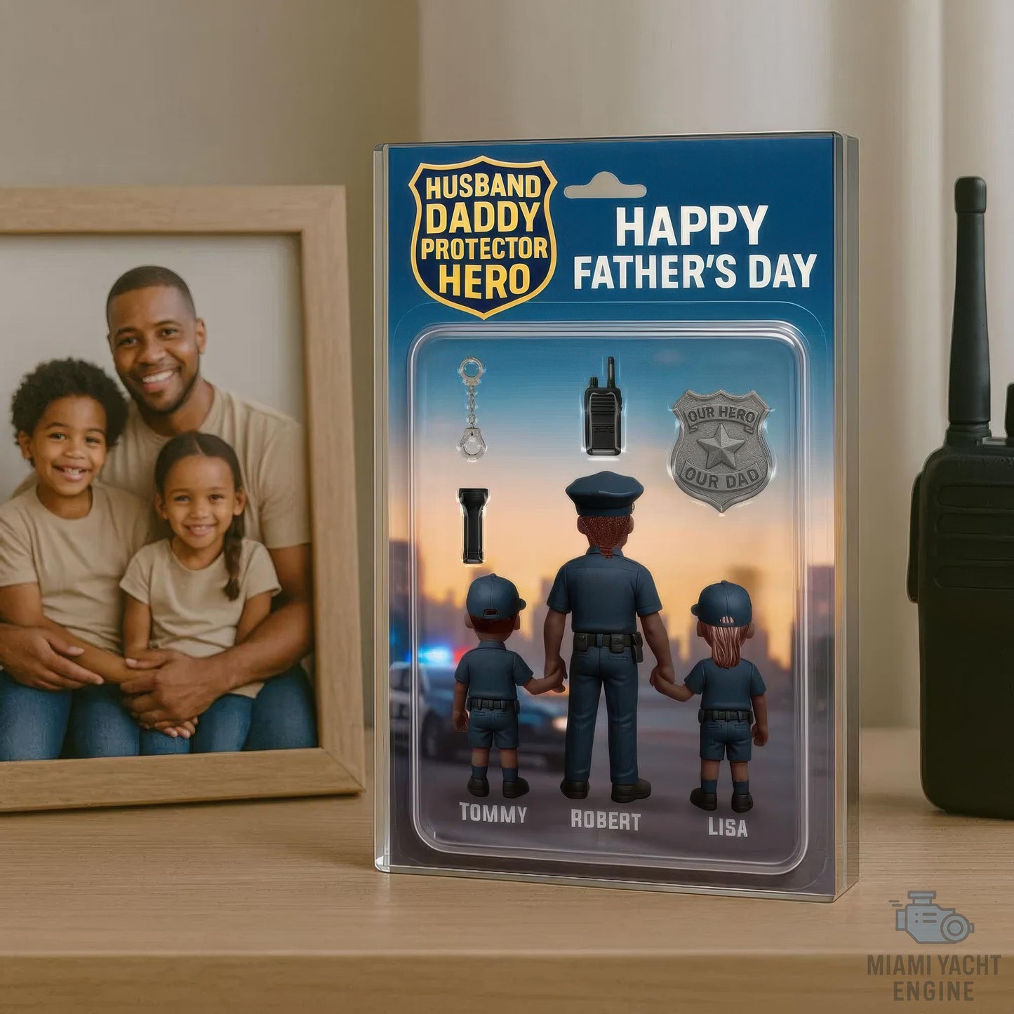 Custom Name Husband Daddy Protector Hero Acrylic Block Plaque, Police Dad Acrylic Block Plaque, Father's Day Gift For Dad, Gift For Husband