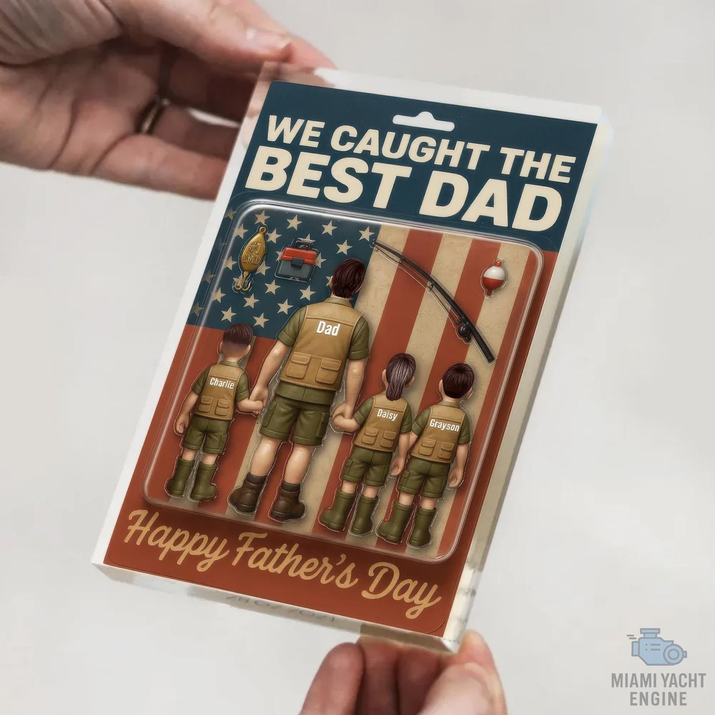 Custom Name I Caught The Best Dad Acrylic Block Plaque, Best Dad Fishing Acrylic Block Plaque, Father's Day Gift For Dad, Gift For Husband