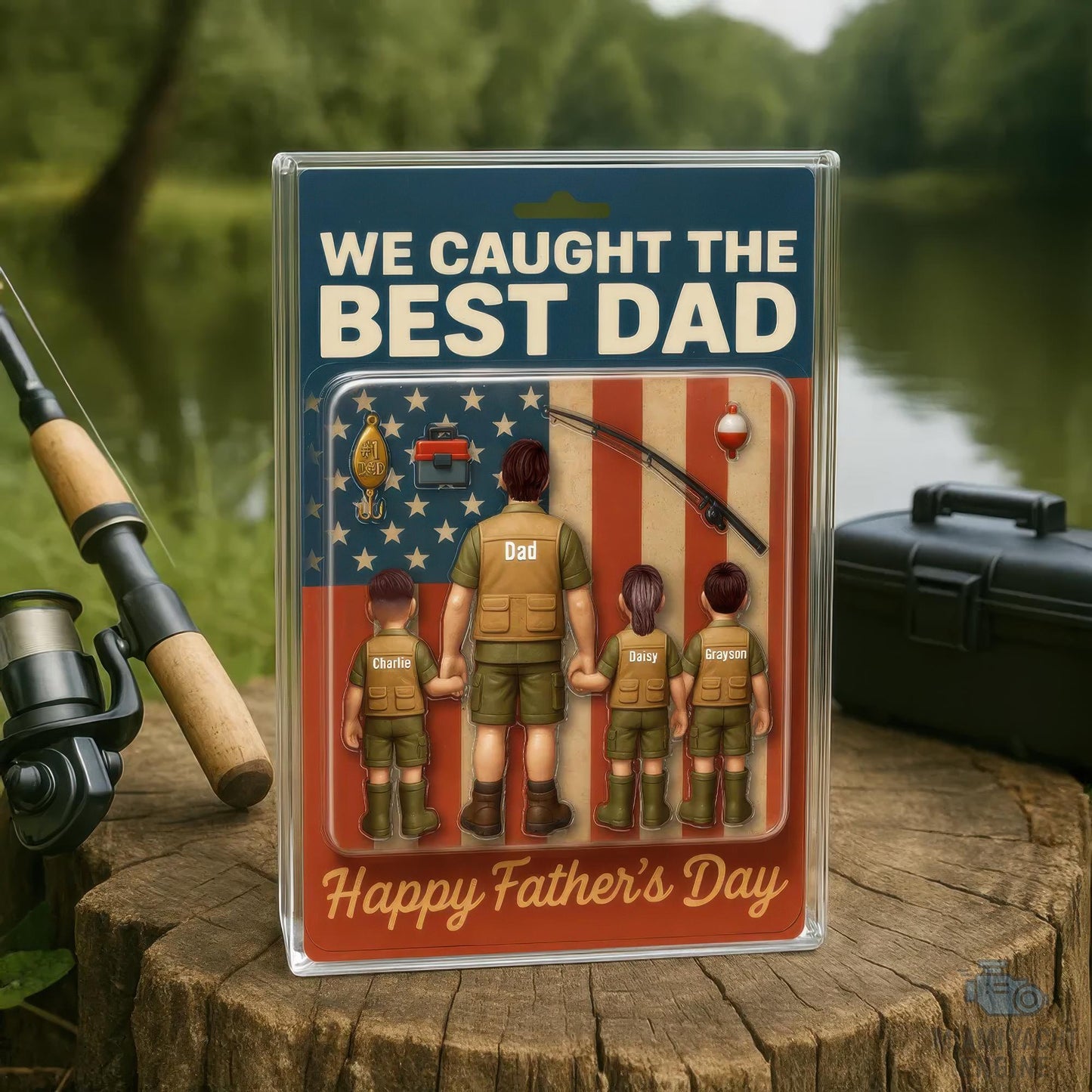 Custom Name I Caught The Best Dad Acrylic Block Plaque, Best Dad Fishing Acrylic Block Plaque, Father's Day Gift For Dad, Gift For Husband