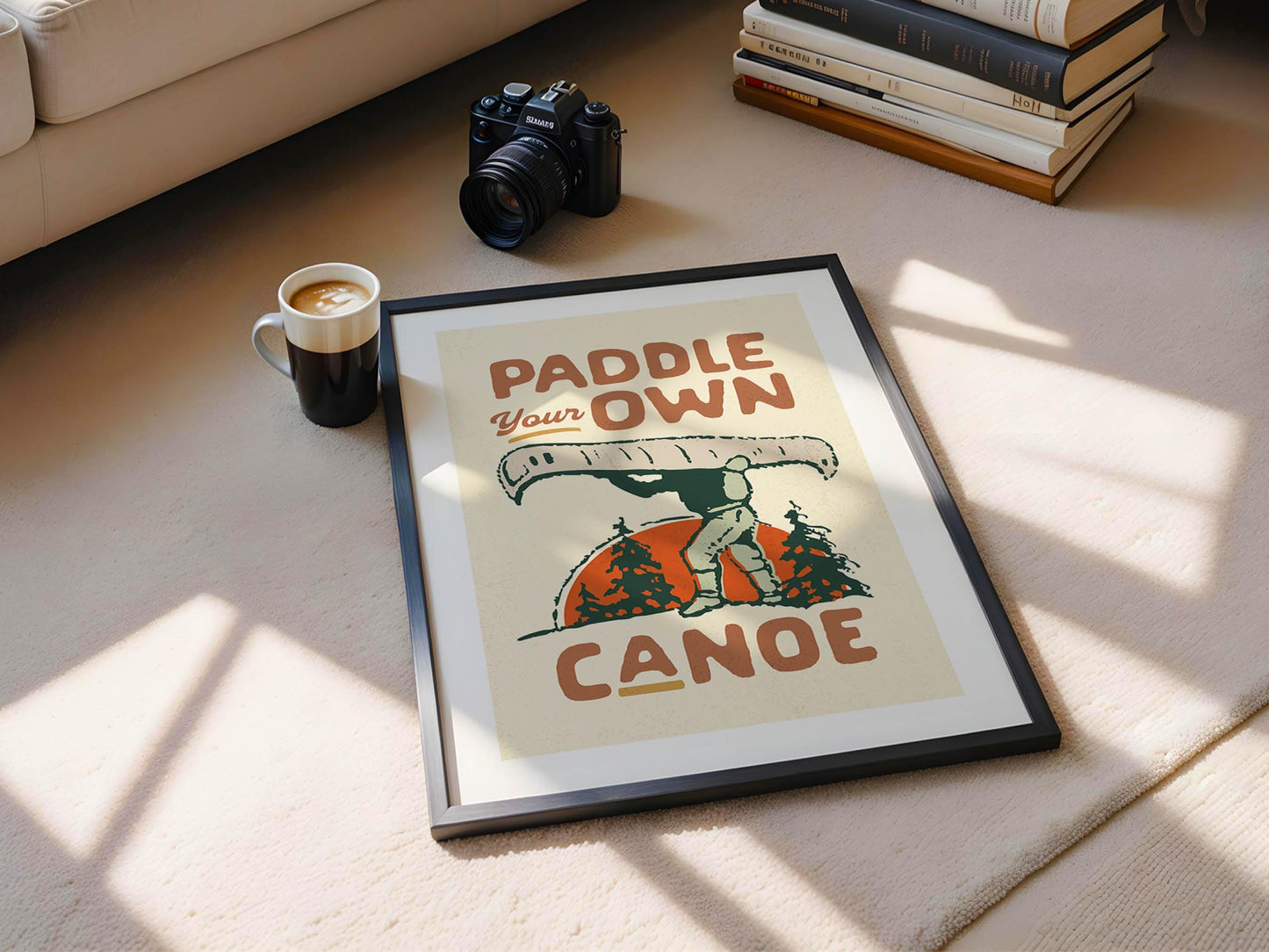 Fun River/Lake Print Retro Outdoors Art Gift for Friend Nature Art Canoe Poster Cabin Wall Decor Outdoorsy Wall Art Fishing Hunting Camp