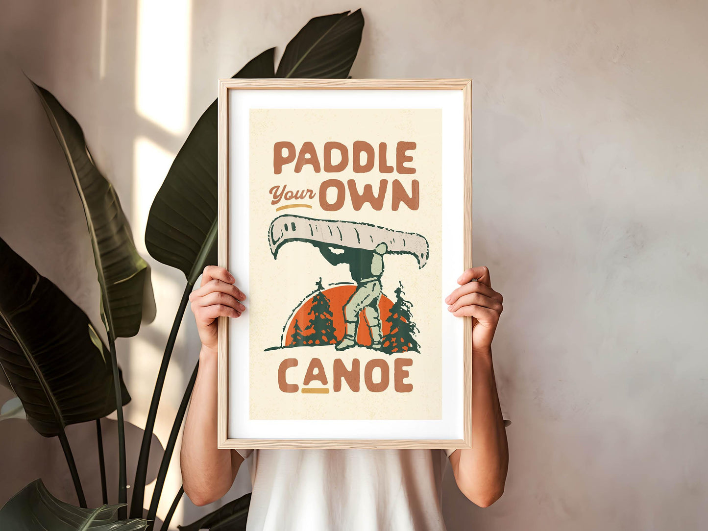 Fun River/Lake Print Retro Outdoors Art Gift for Friend Nature Art Canoe Poster Cabin Wall Decor Outdoorsy Wall Art Fishing Hunting Camp