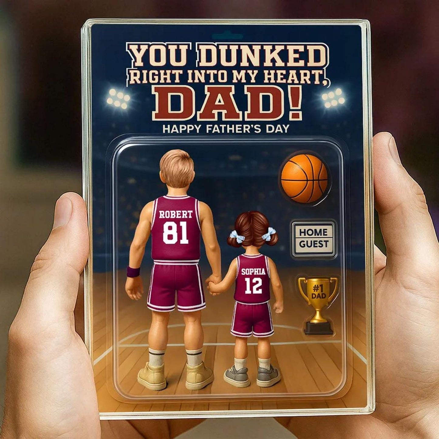 Customized Figure Acrylic Block Plaque 3D Effect, Birthday Father's Day 2025 Gift For Basketball Dad Grandpa Husband, Basketball Player Gift