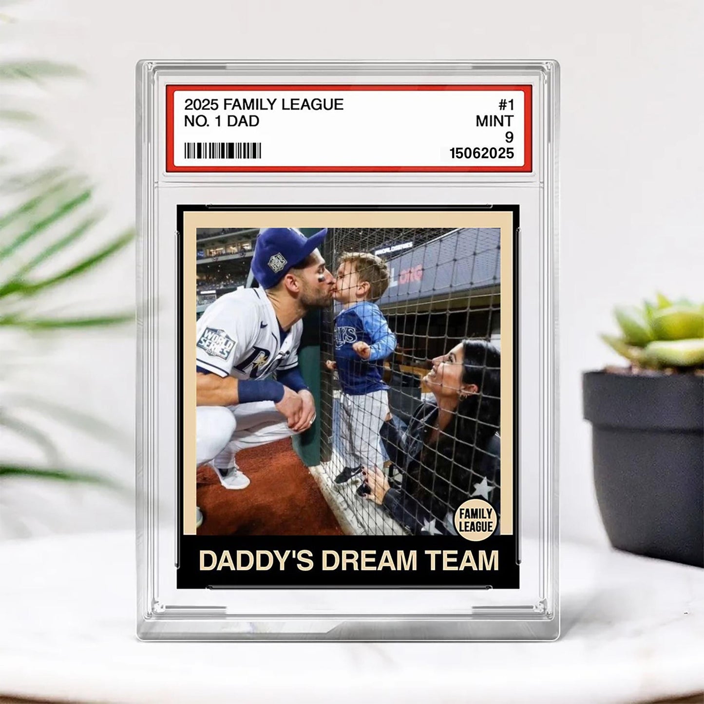 Custom Photo Baseball Trading Card Style Custom Figure Personalized Acrylic Block Plaque, Fathers Day Gifts for Husband, Dad, Papa, Grandpa