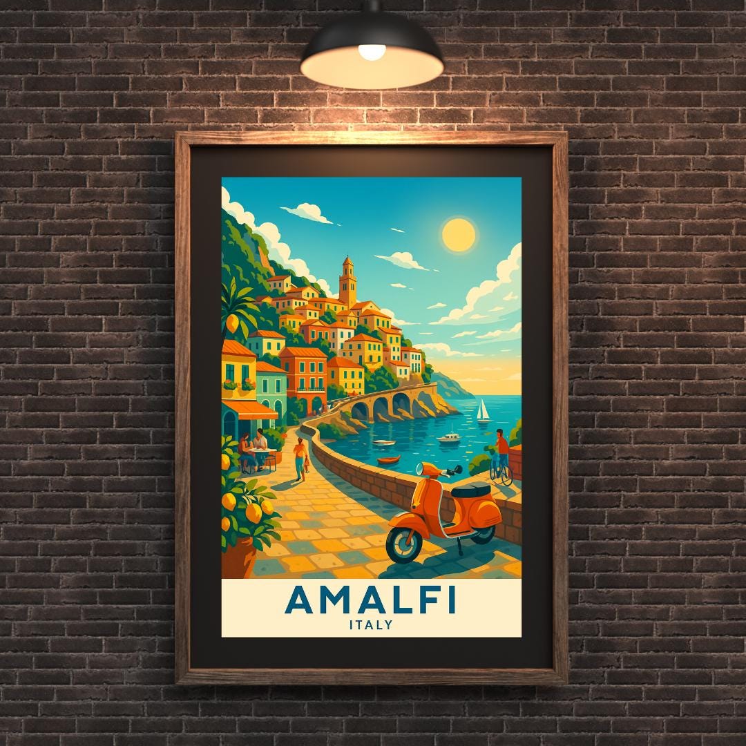 Amalfi Coast Print, Italy Wall Art, Amalfi Wall Art, Amalfi Travel Print, Birthday Present, Wedding Gift, Travel Decor, Travel Wall Art