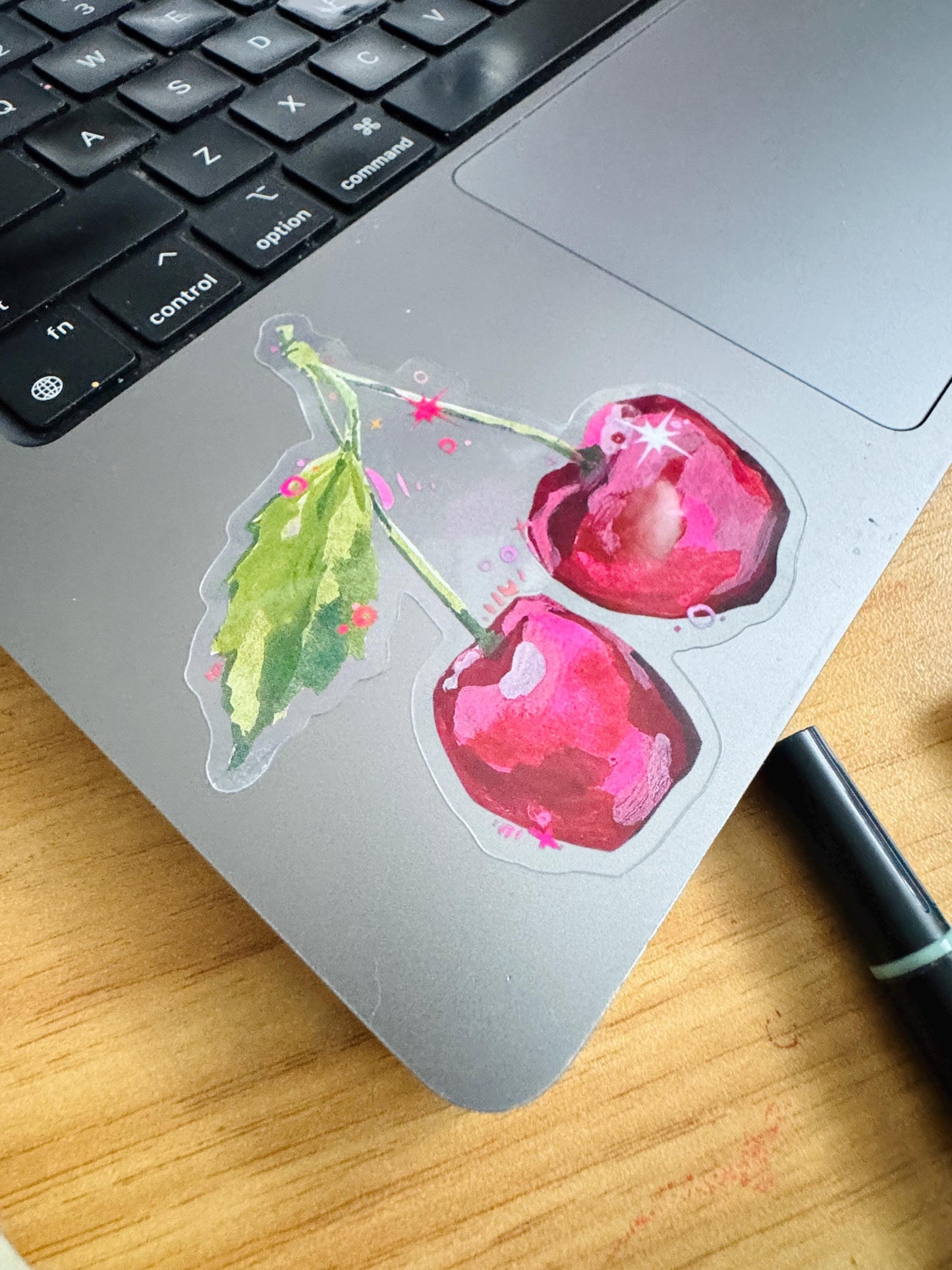 Magic Cherry | Clear Laptop Sticker | Cute Coquette Pretty Cherries