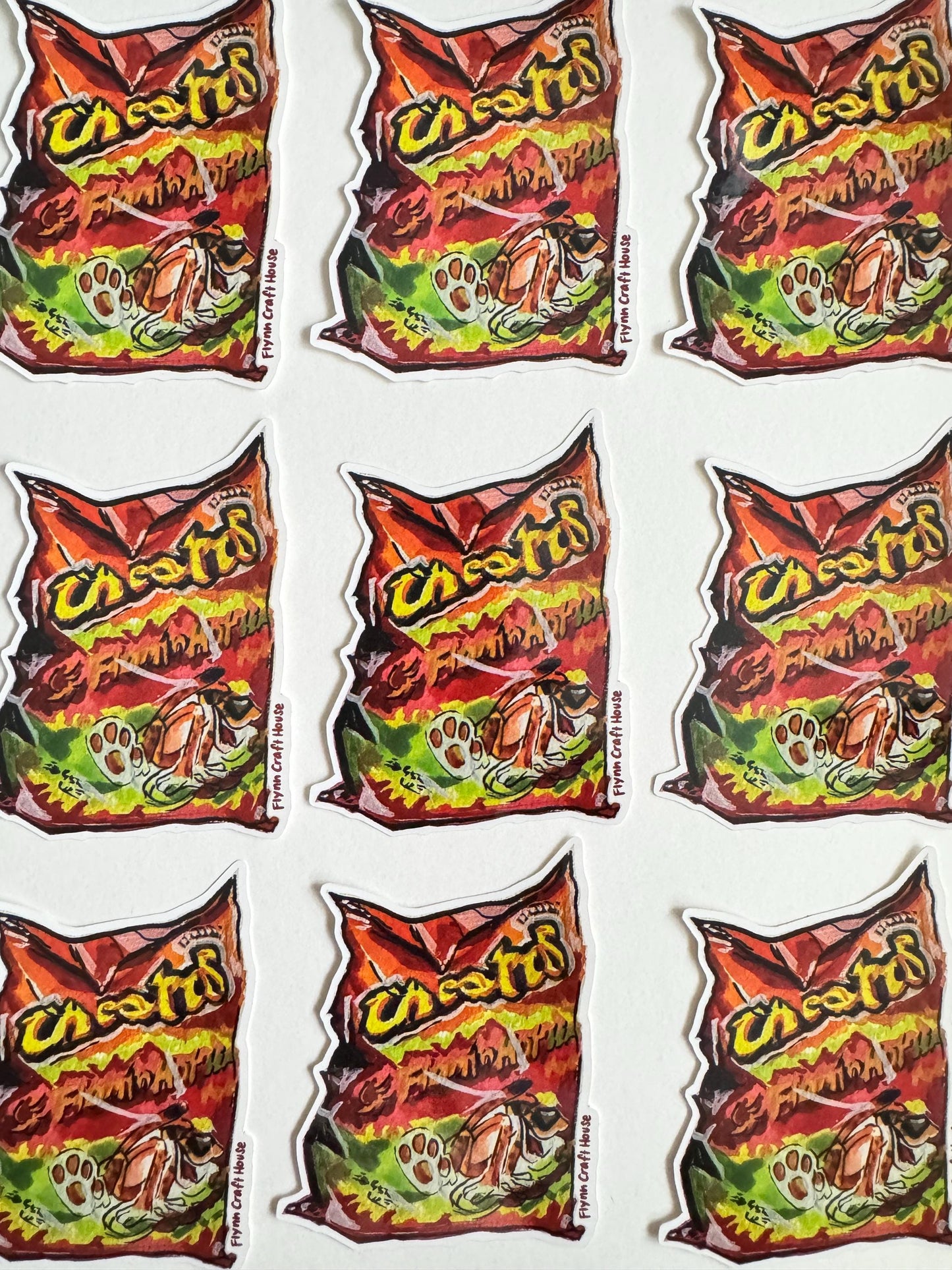 Hot Cheetos | 3.5" Glossy Vinyl Sticker Decal | Waterproof Weatherproof | Flaming Hot Spicy Food