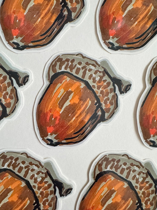 Acord Seed Sticker | Original Illustration Decals | Nature Naturalist Acorns