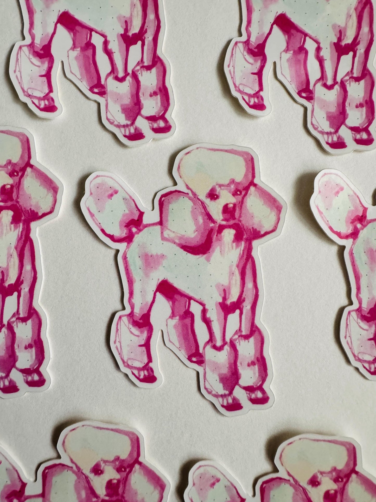 Pink Poodle | Vinyl Sticker Decal | Waterproof Weatherproof | Pastel Dog Portraits