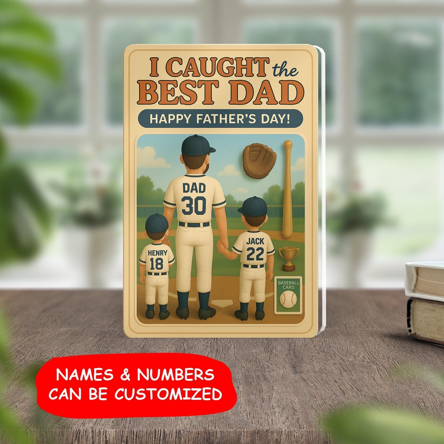 Father's Day 2025 Gift, We Caught The Best Dad Baseball Custom Figure Personalized Acrylic Block Plaque, Personalized Gift For Dad, Husband
