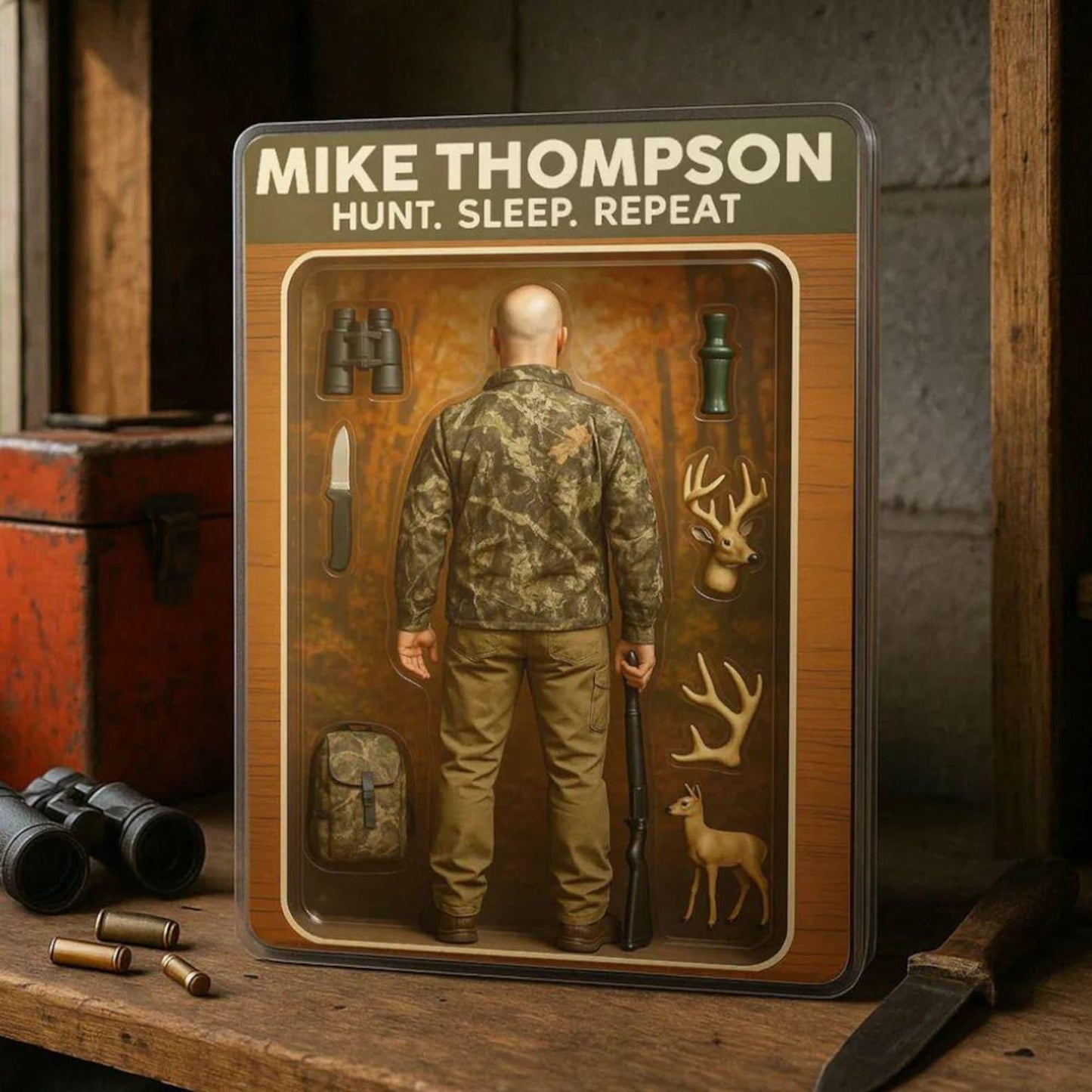 Custom Hunt Sleep Repeat Hunting Dad Gift, Personalized Acrylic Block Plaque, Personalized Father's Day 2025 Gift For Dad, Gifts For Husband