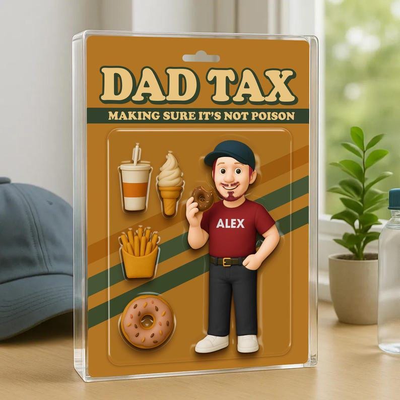 Dad Tax Making Sure It's Not Poison Custom Action Figure Personalized Acrylic Block Plaque, Funny Father's Day 2025 Gift For Dad, Grandpa