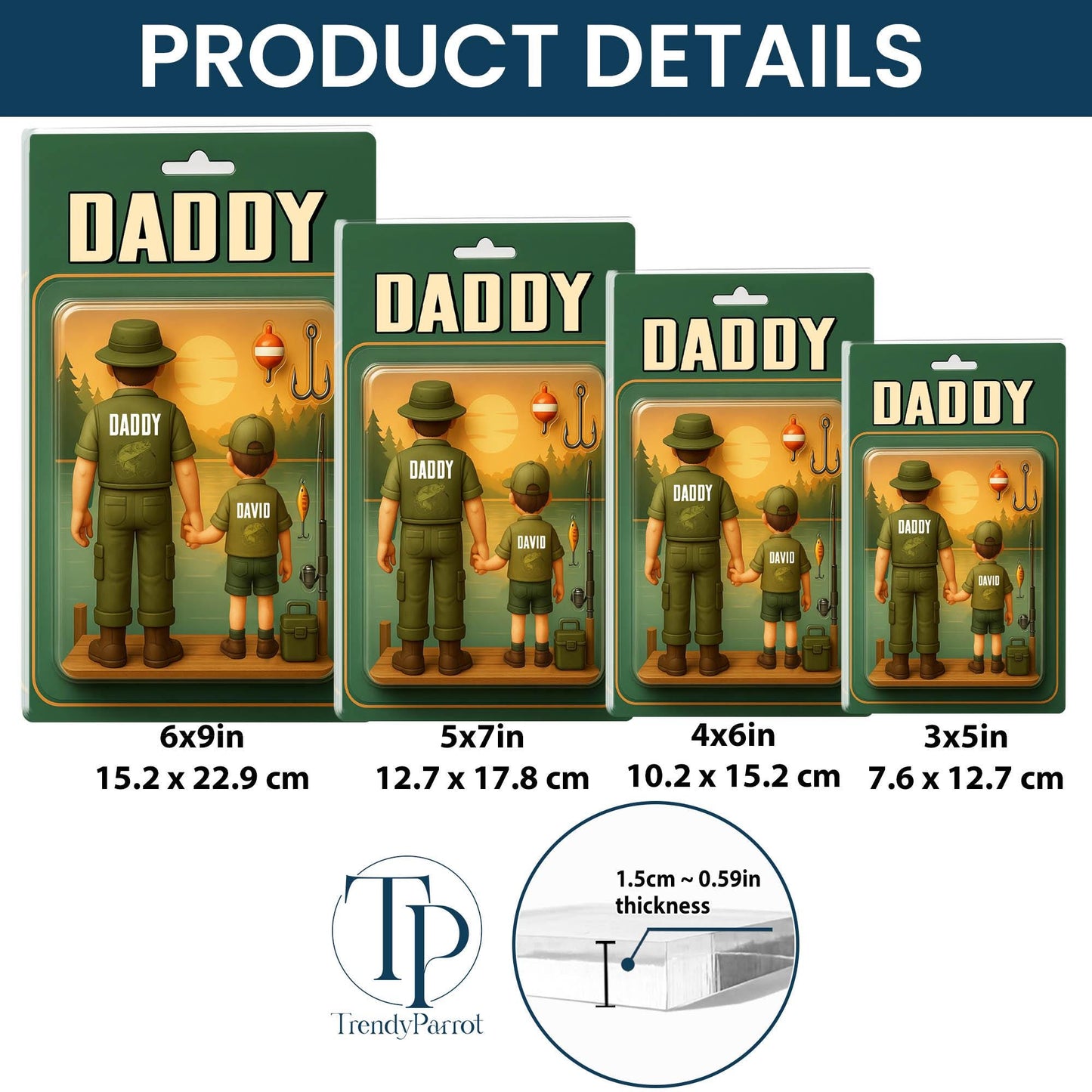 Dad Fishing Gift, Dad Gift, Personalize Father's Day Gift For Dad, Custom Figure Acrylic Block, Gift for Fisherman Dad, Gift For Grandpa