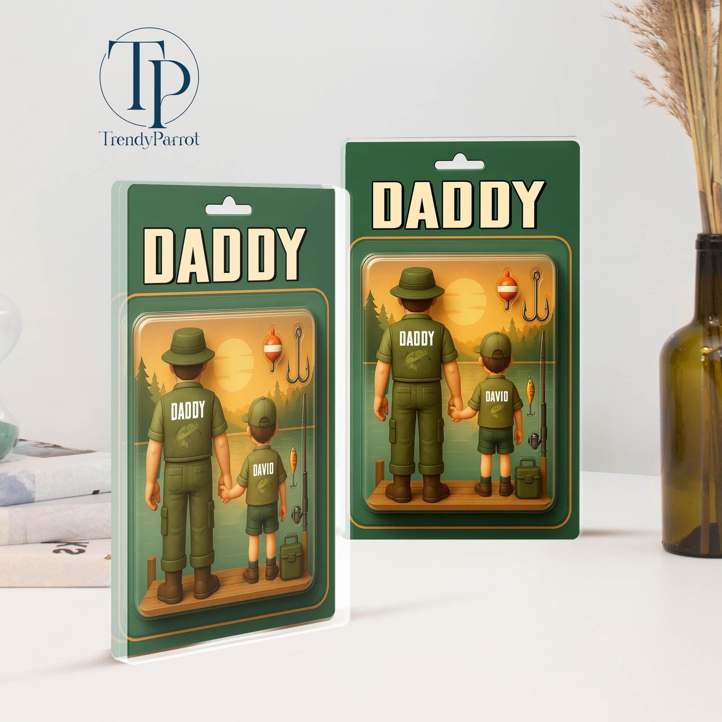 Dad Fishing Gift, Dad Gift, Personalize Father's Day Gift For Dad, Custom Figure Acrylic Block, Gift for Fisherman Dad, Gift For Grandpa