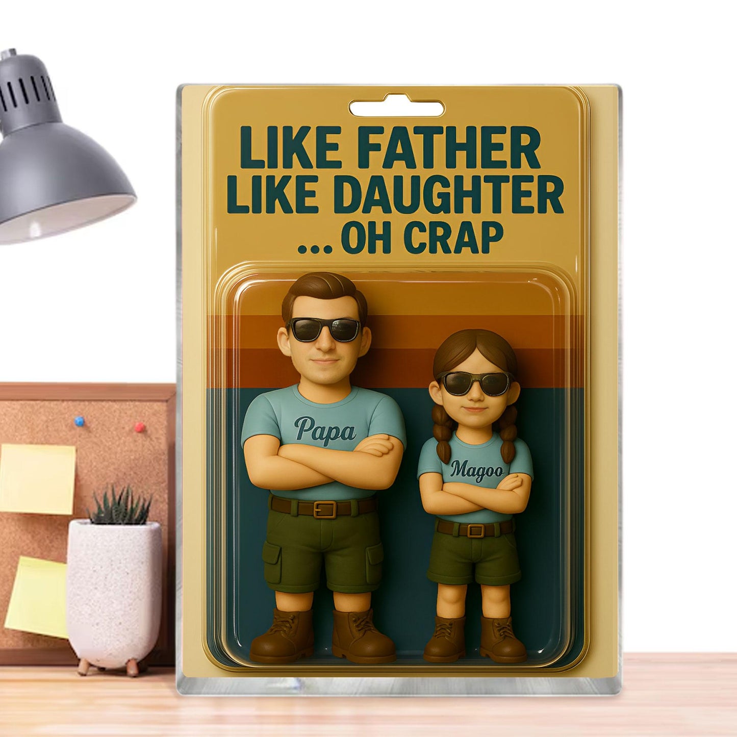 Personalized Father's Day Gift For Dad, Custom Photo Dad And Kids Figure Acrylic Block, Like Father Like Daughter Plaque, Gift For Husband