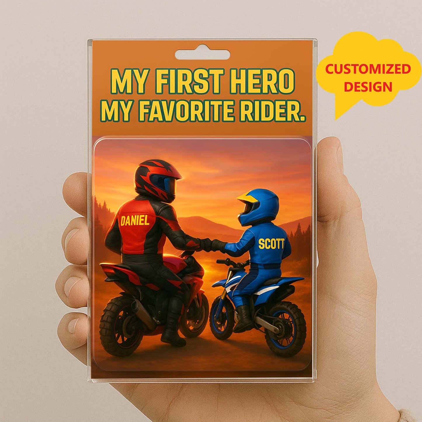 Custom Dad and Son Motocross Action Figure Acrylic Block, Custom My First Hero, My Favorite Rider Plaque, Motorcycle Dad Birthday Gift