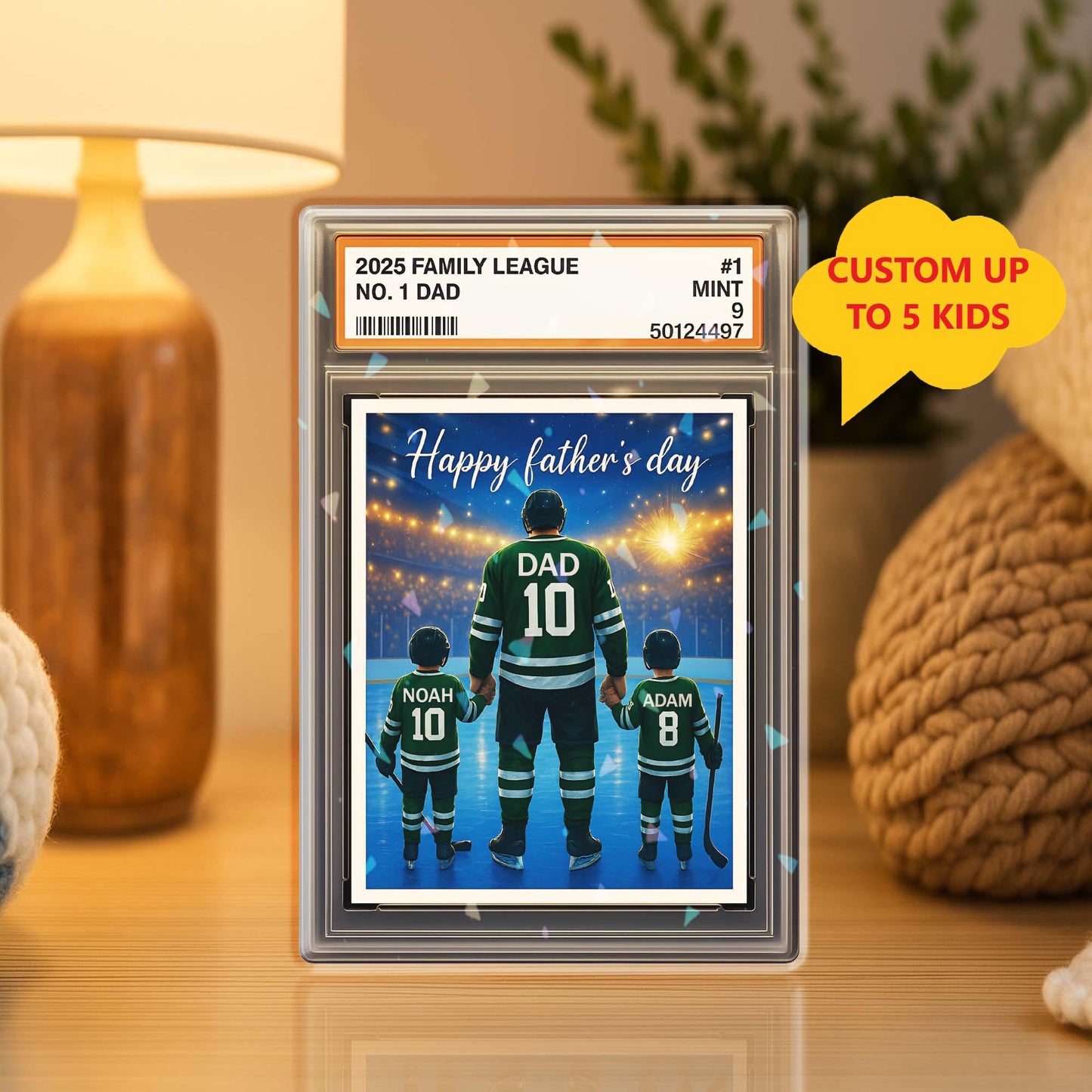 Personalized Hockey No. 1 Dad Trading Card Acrylic Block Plaque, Father's Day Gift For Hockey Player, Hockey Lover Gift, Husband Block