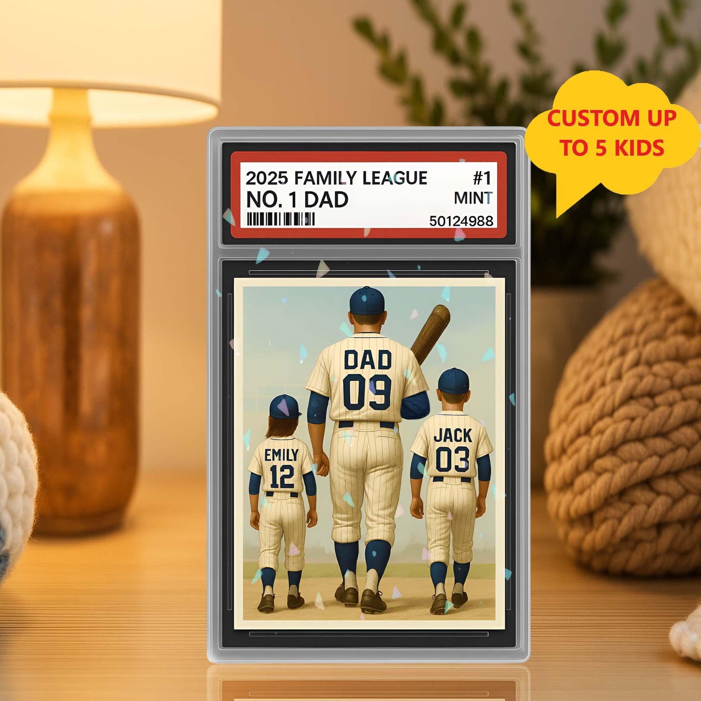 Baseball No. 1 Dad Man And Kids Trading Card Style Acrylic Block Plaque, Dad Team Father's Day Gift for Baseball Dad, Husband Gift RE-LS7240