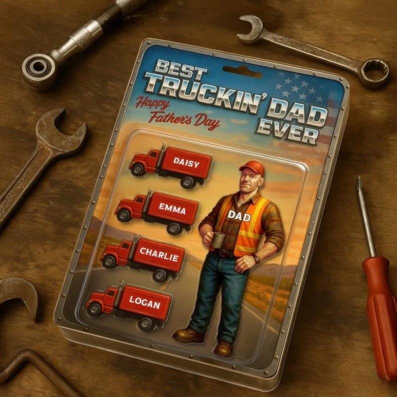 Custom Name Best Truckin' Dad Ever Acrylic Block Plaque, Truck Driver Dad Acrylic Block Plaque,Father's Day 2025 Gift, Gift For Dad, Husband