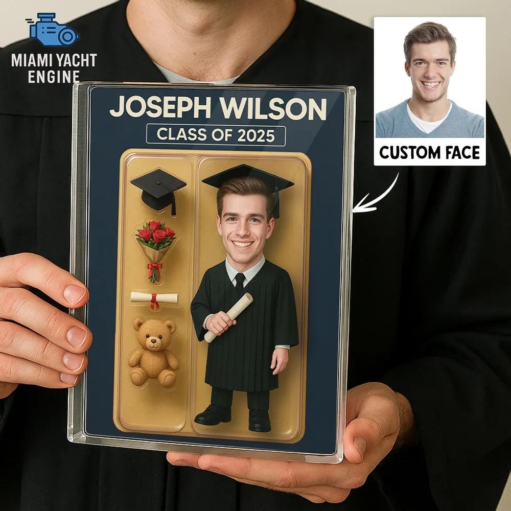 Personalized 3D Graduation Acrylic Plaque, Flat Rectangle Custom Figure, Memorable Keepsake, Graduation Gift
