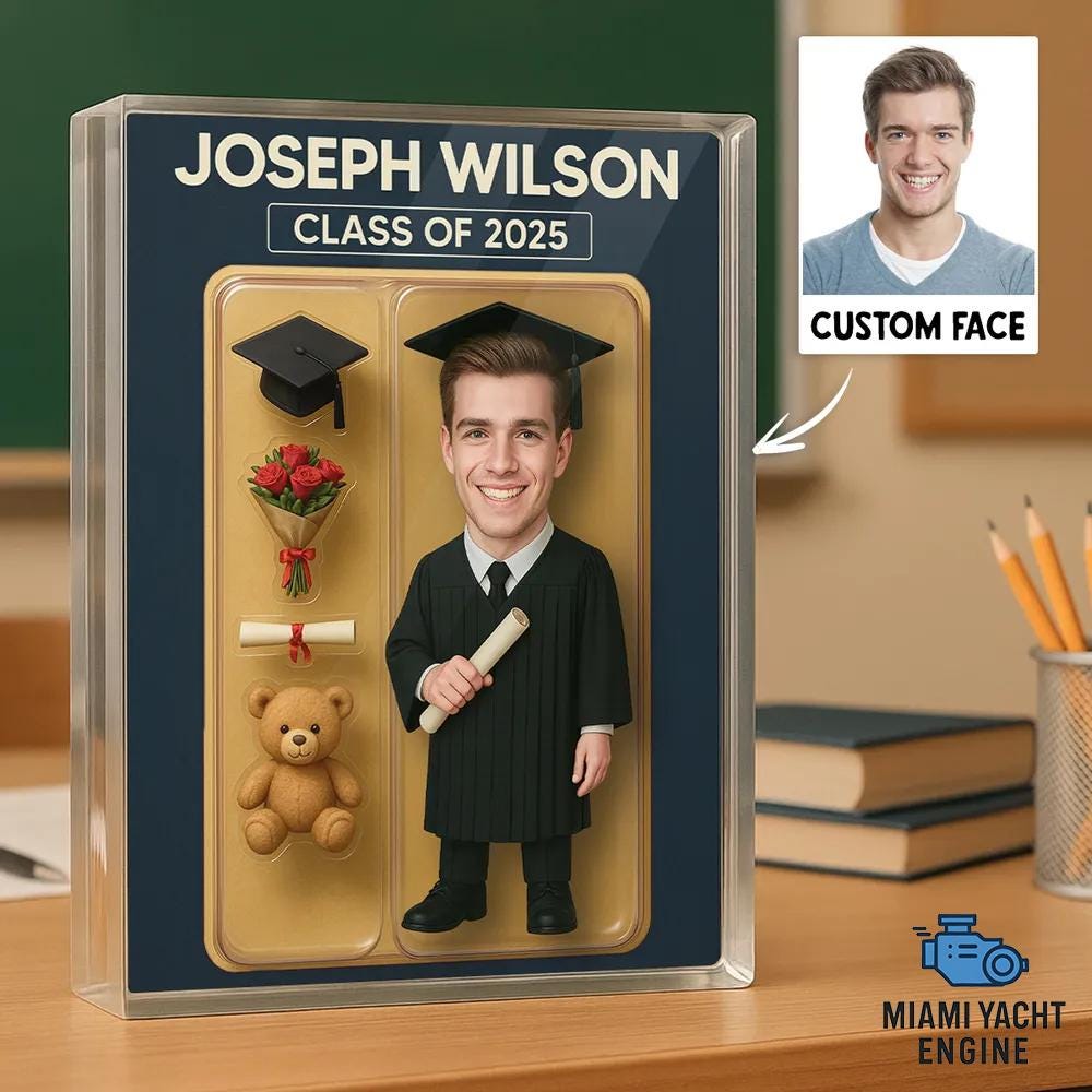Personalized 3D Graduation Acrylic Plaque, Flat Rectangle Custom Figure, Memorable Keepsake, Graduation Gift