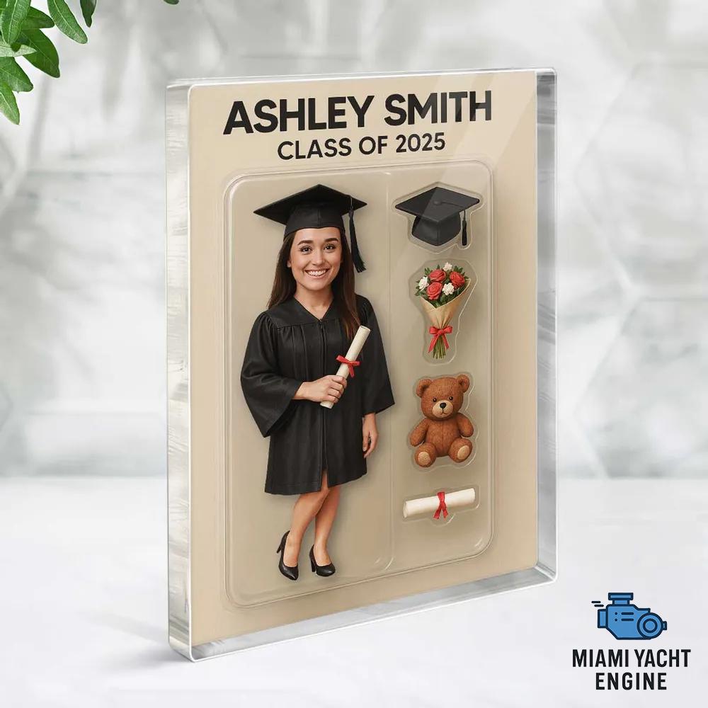 3D Effect Graduate Acrylic Block Plaque, Personalized Custom Figure Keepsake, Graduation Gift for Students