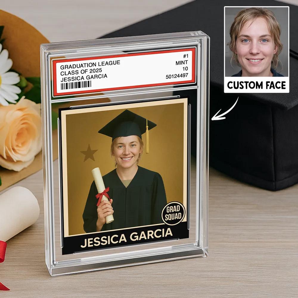 Personalized Graduation Acrylic Block With Picture, Custom Photo in Trading Card Style, A Unique Keepsake Gift for Your Favorite Graduate