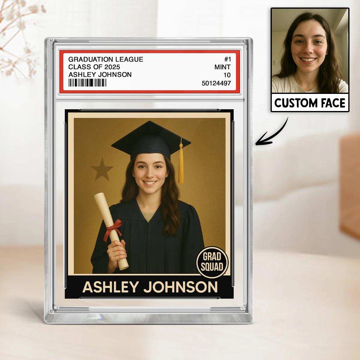 Personalized Graduation Acrylic Block With Picture, Custom Photo in Trading Card Style, A Unique Keepsake Gift for Your Favorite Graduate