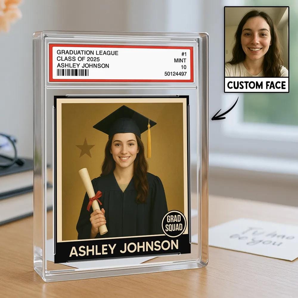 Personalized Graduation Acrylic Block With Picture, Custom Photo in Trading Card Style, A Unique Keepsake Gift for Your Favorite Graduate