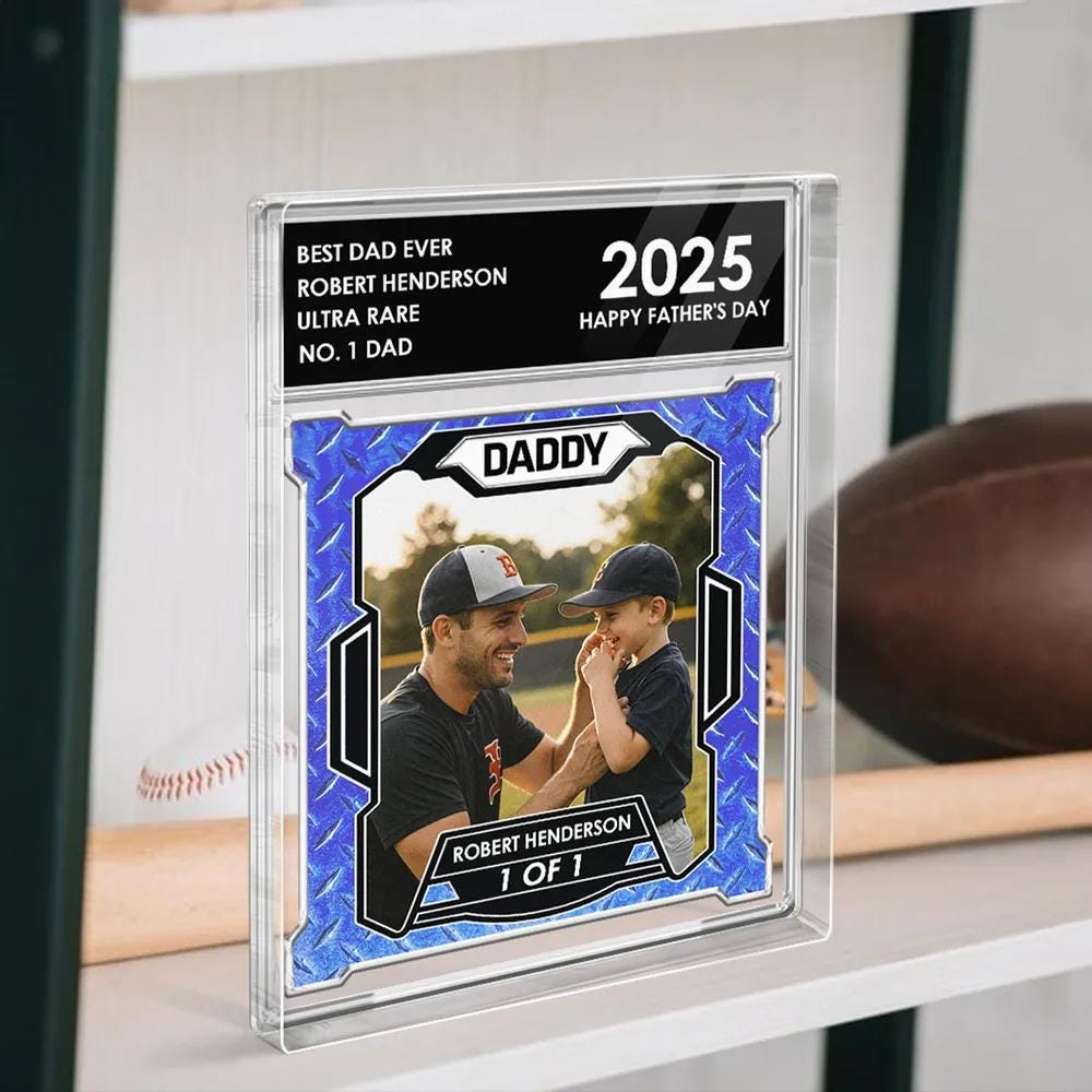 Custom Photo No1 Dad Trading Card Style Personalized Acrylic Block Plaque, Trading Card Style Acrylic Plaque, Personalised Father’s Day Gift