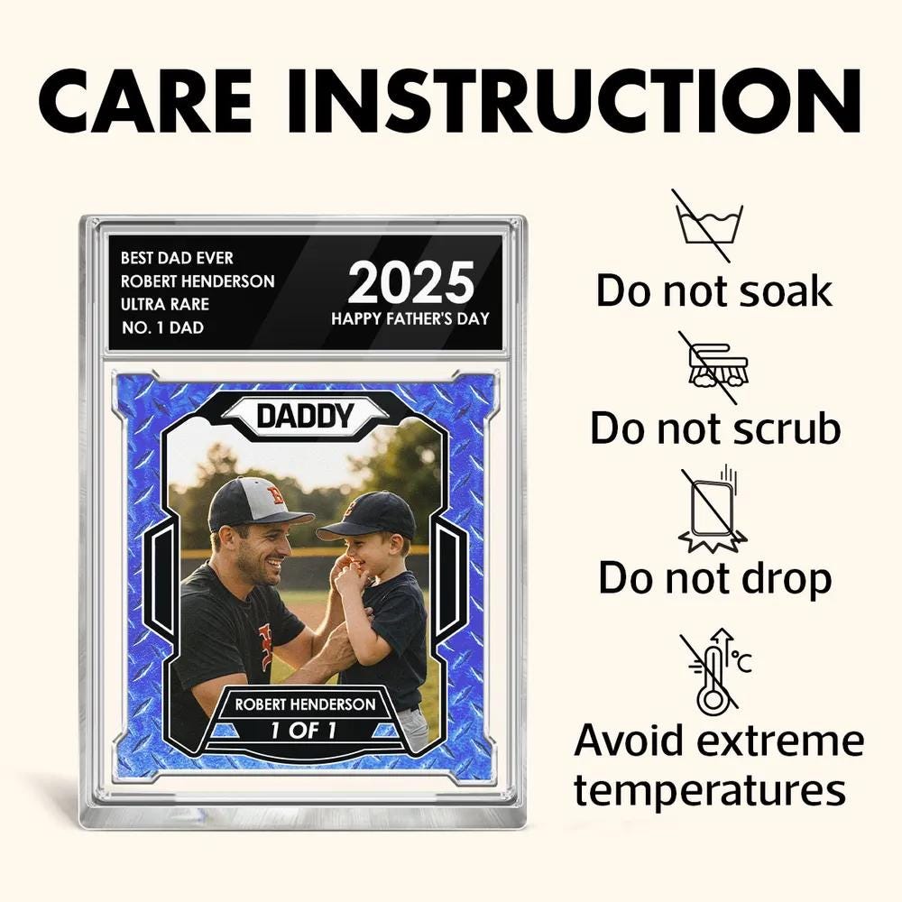 Custom Photo No1 Dad Trading Card Style Personalized Acrylic Block Plaque, Trading Card Style Acrylic Plaque, Personalised Father’s Day Gift