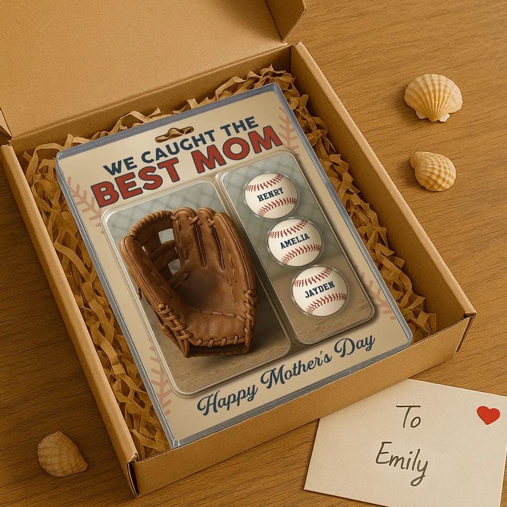 We Caught the Best Dad Custom Baseball or Glove Acrylic Block, A Fun & Personal Father’s Day Gift for Dad or Grandpa, Baseball Lovers Gift
