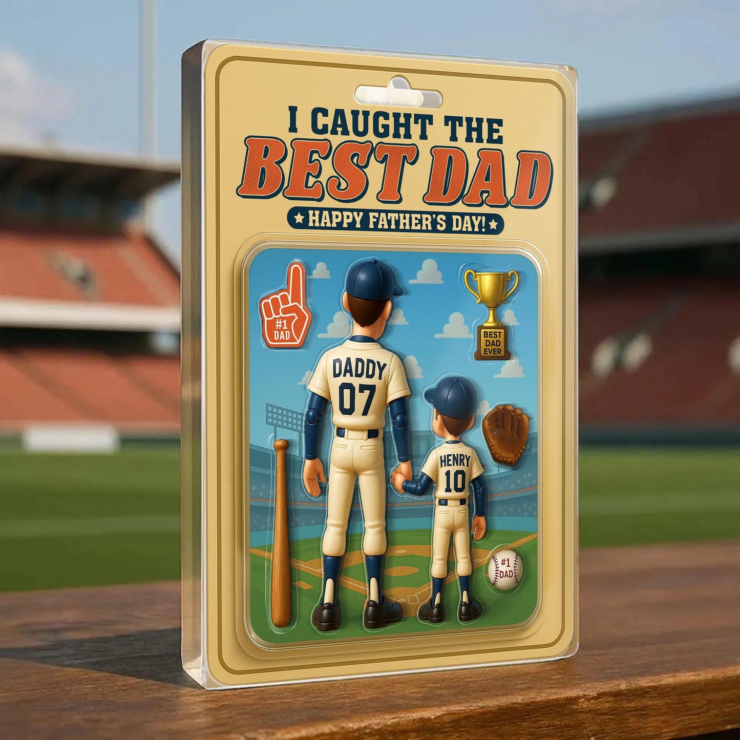 Personalized I Caught the Best Dad Baseball Acrylic Plaque – Custom Father’s Day Gift for Dad, Husband, Grandpa, Pop, Acrylic Block Plaque