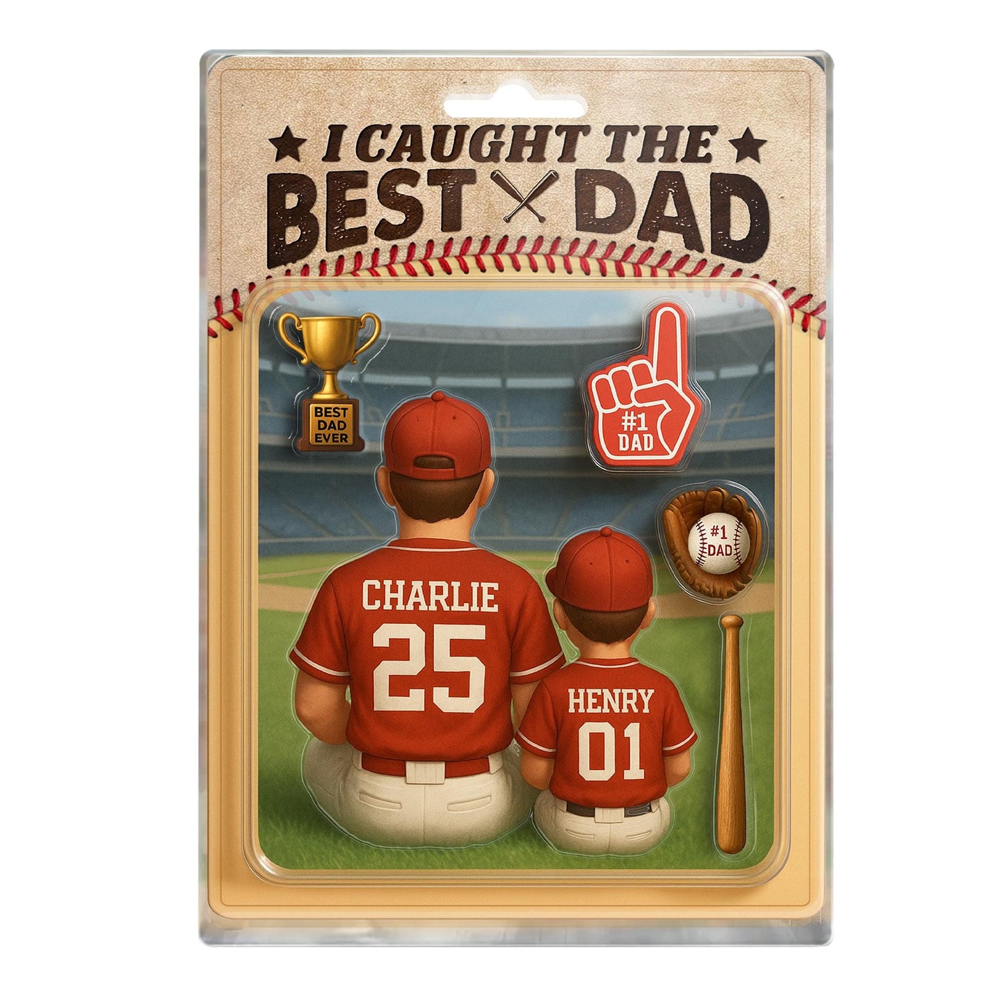 Personalized I Caught the Best Dad Baseball Acrylic Plaque – Custom Father’s Day Gift for Dad, Husband, Grandpa, Pop, Acrylic Block Plaque