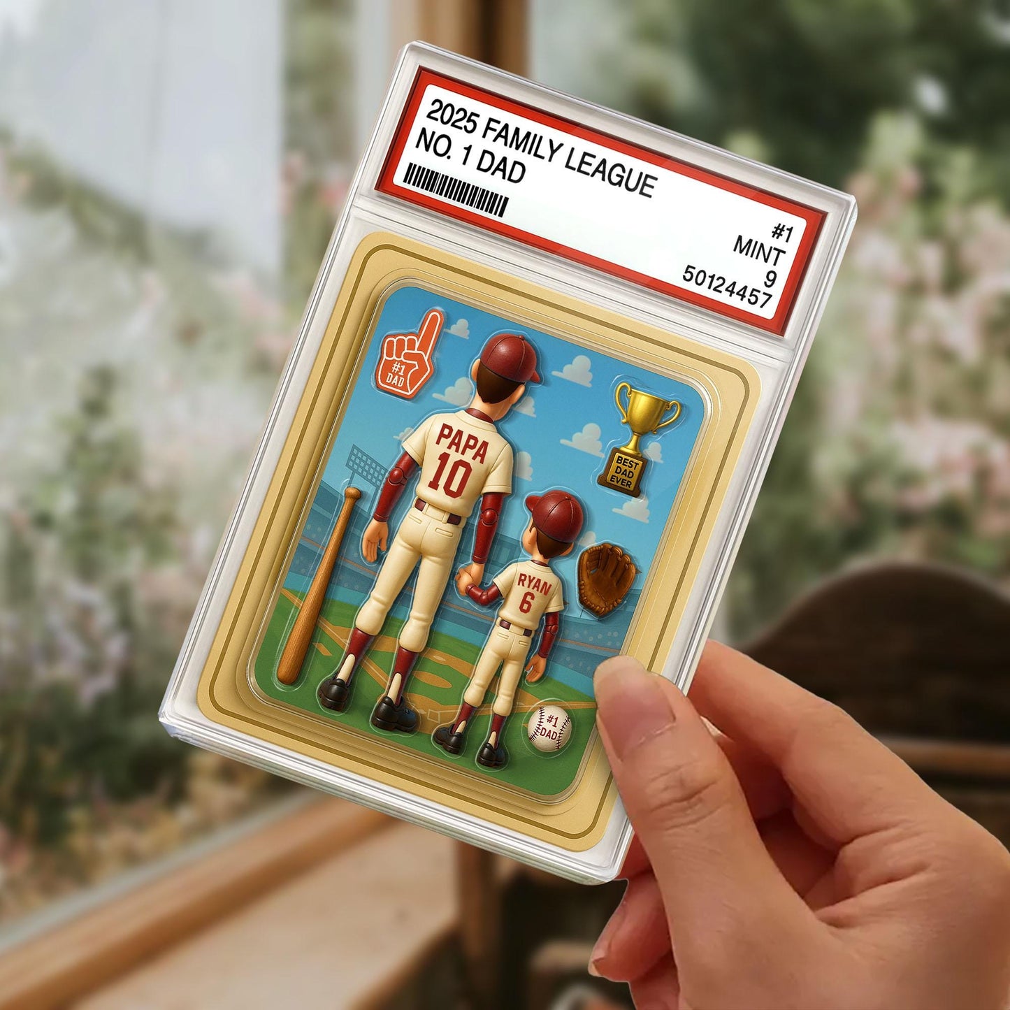 Baseball No. 1 Dad & Kids Trading Card Style Custom Action Figure Plaque, Father's Day Gift for Dad, Gift for Husband, Custom Acrylic Block