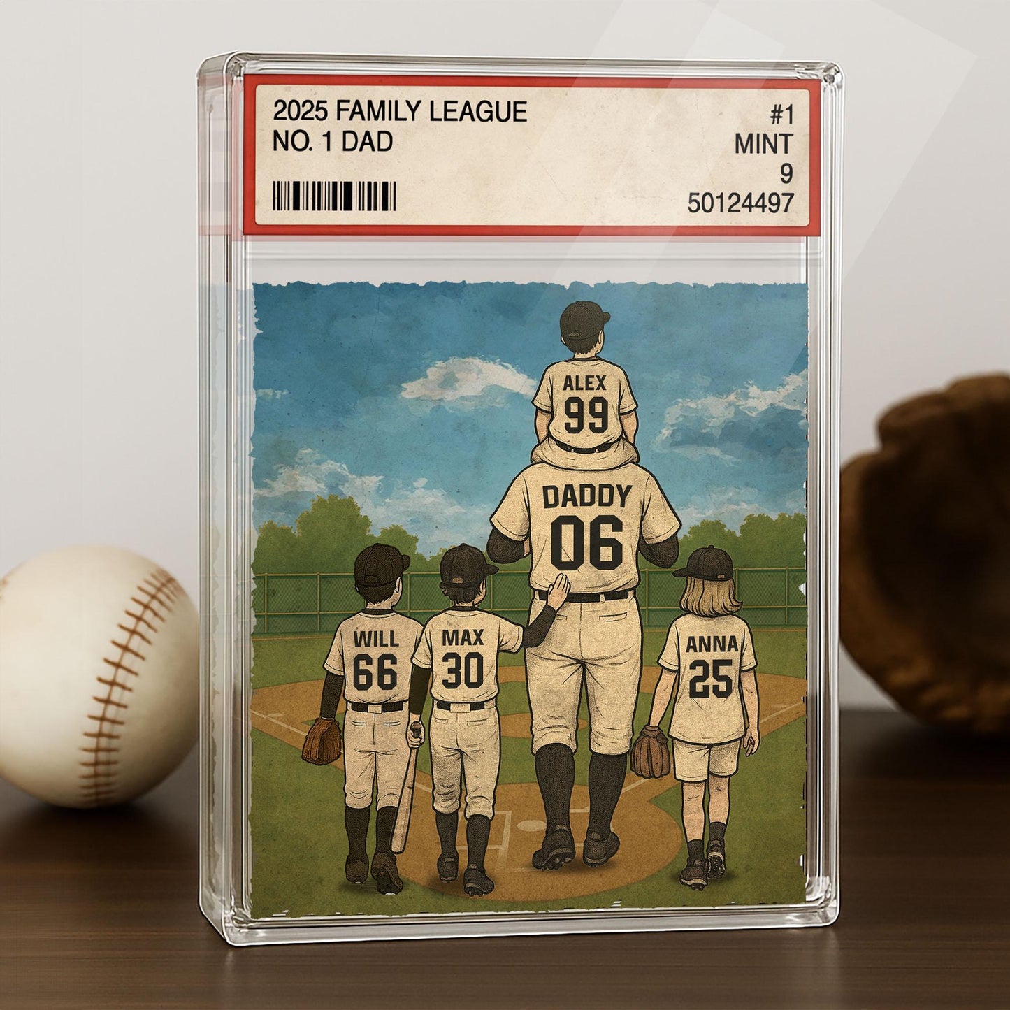 Personalized 2025 Family League No.1 Dad Acrylic Plaque – Custom Father’s Day Gift for Dad, Husband, Grandpa, Pop, Dad Acrylic Block Plaque