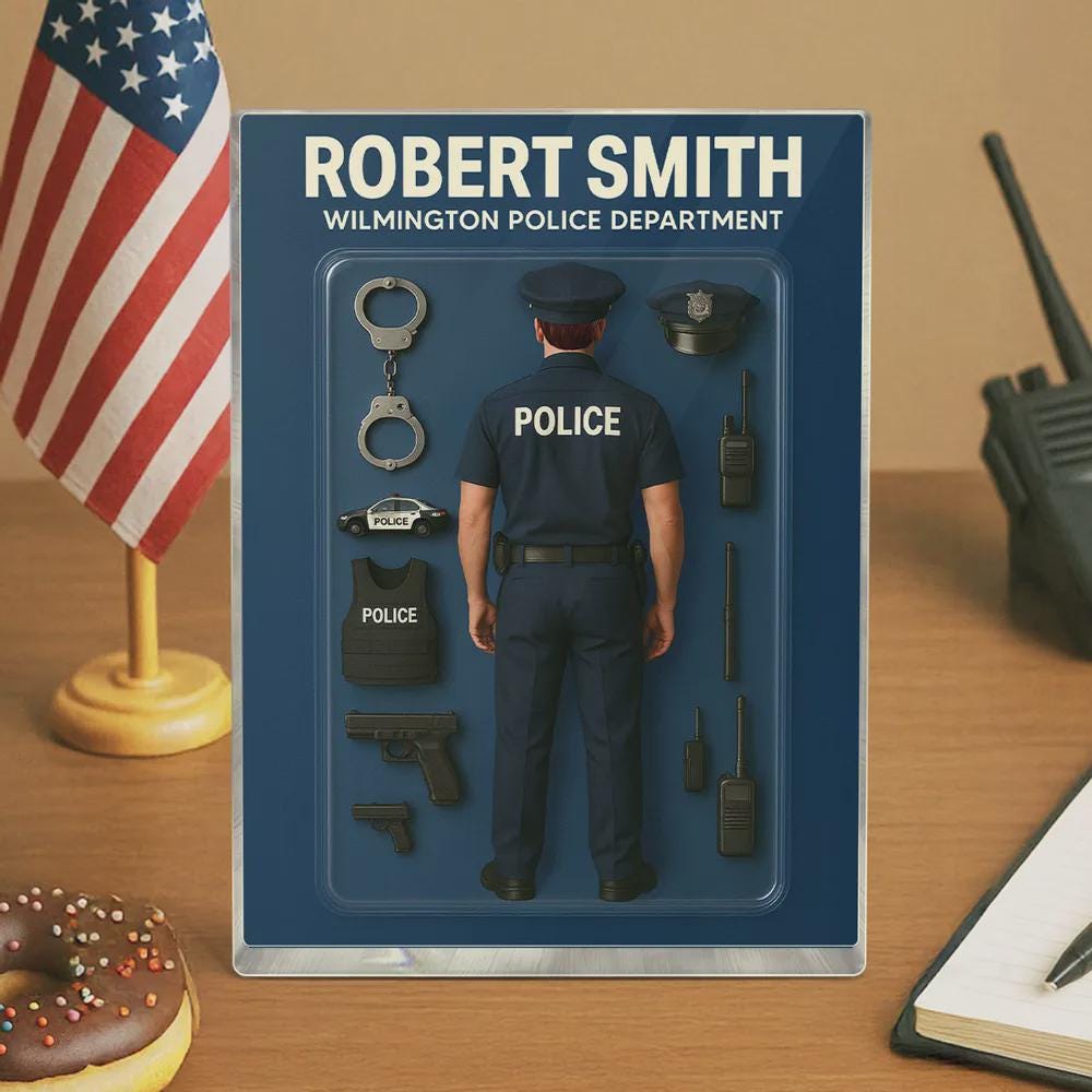Police Officer 3D Custom Figure, Personalized Flat Rectangle Acrylic Block, Police Gift, Unique Keepsake for Officer, Custom Police Decor