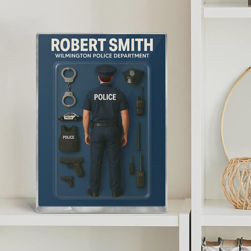 Police Officer 3D Custom Figure, Personalized Flat Rectangle Acrylic Block, Police Gift, Unique Keepsake for Officer, Custom Police Decor