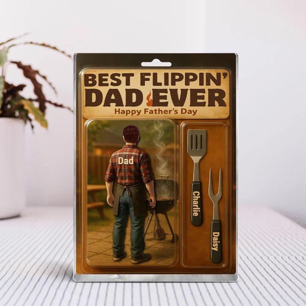Custom 3D Effect Best Flippin' Dad Ever With Kids' Names Custom Figure Acrylic Block Plaque, Unique Fathers Day Gift For Him, Dad, Grandpa