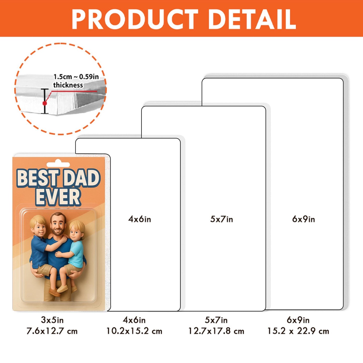 Custom Father's Day Gift For Dad, Personalized Photo Dad And Kids Action Figure Acrylic Block, Best Dad Ever Block Plaque, Gift For Husband