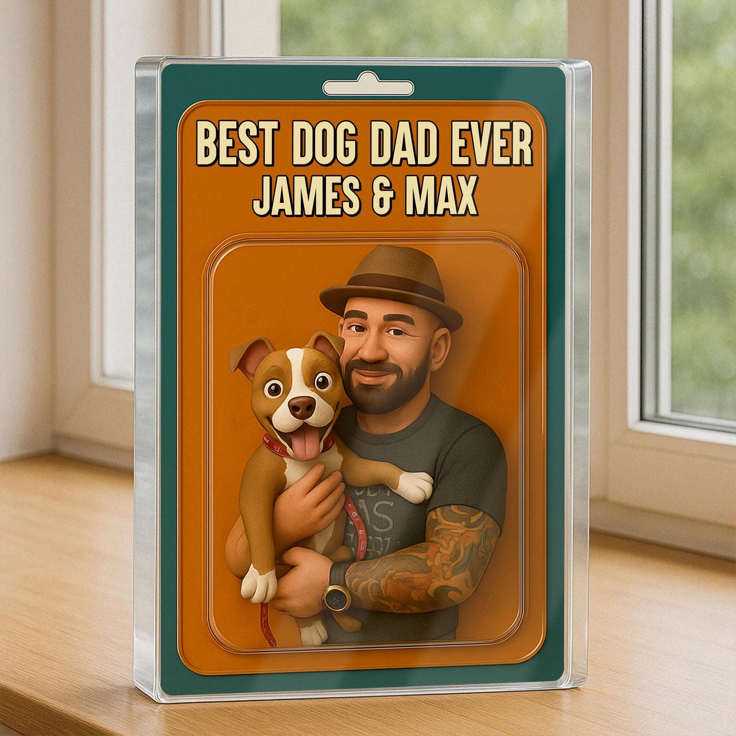Personalized Dog Dad Acrylic Block, Dog Dad Gifts, Cat Dad Acrylic Plaque, Custom Figure From Photo, Pet Dad Gift, Dog Dad Father's Day Gift