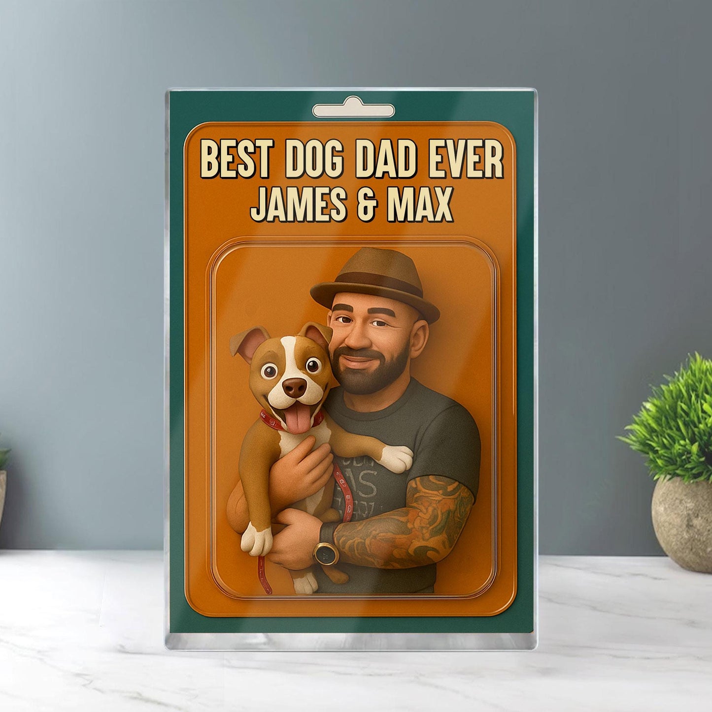 Personalized Dog Dad Acrylic Block, Dog Dad Gifts, Cat Dad Acrylic Plaque, Custom Figure From Photo, Pet Dad Gift, Dog Dad Father's Day Gift