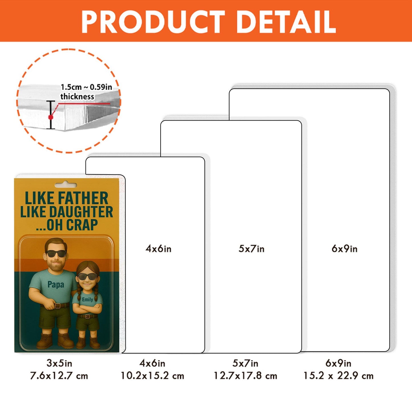 Custom Father's Day Gift For Dad, Like Father Like Daughter Plaque, Personalized Photo Dad And Kids Figure Acrylic Block, Gift For Husband
