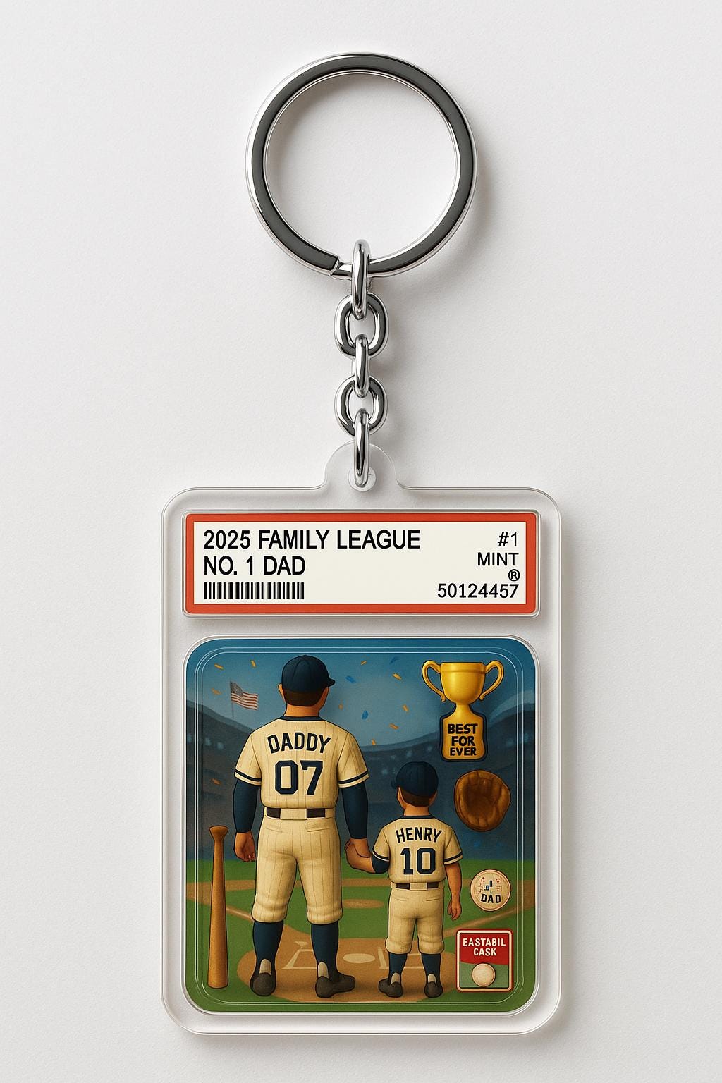 Baseball No. 1 Dad & Kids Trading Card Style Custom Action Figure Plaque, Father's Day Gift for Dad, Gift for Husband, Custom Acrylic Block