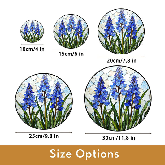 Bluebell Flower Field Round Glass Suncatcher Window Art Nature Decor Gift for Garden Lover