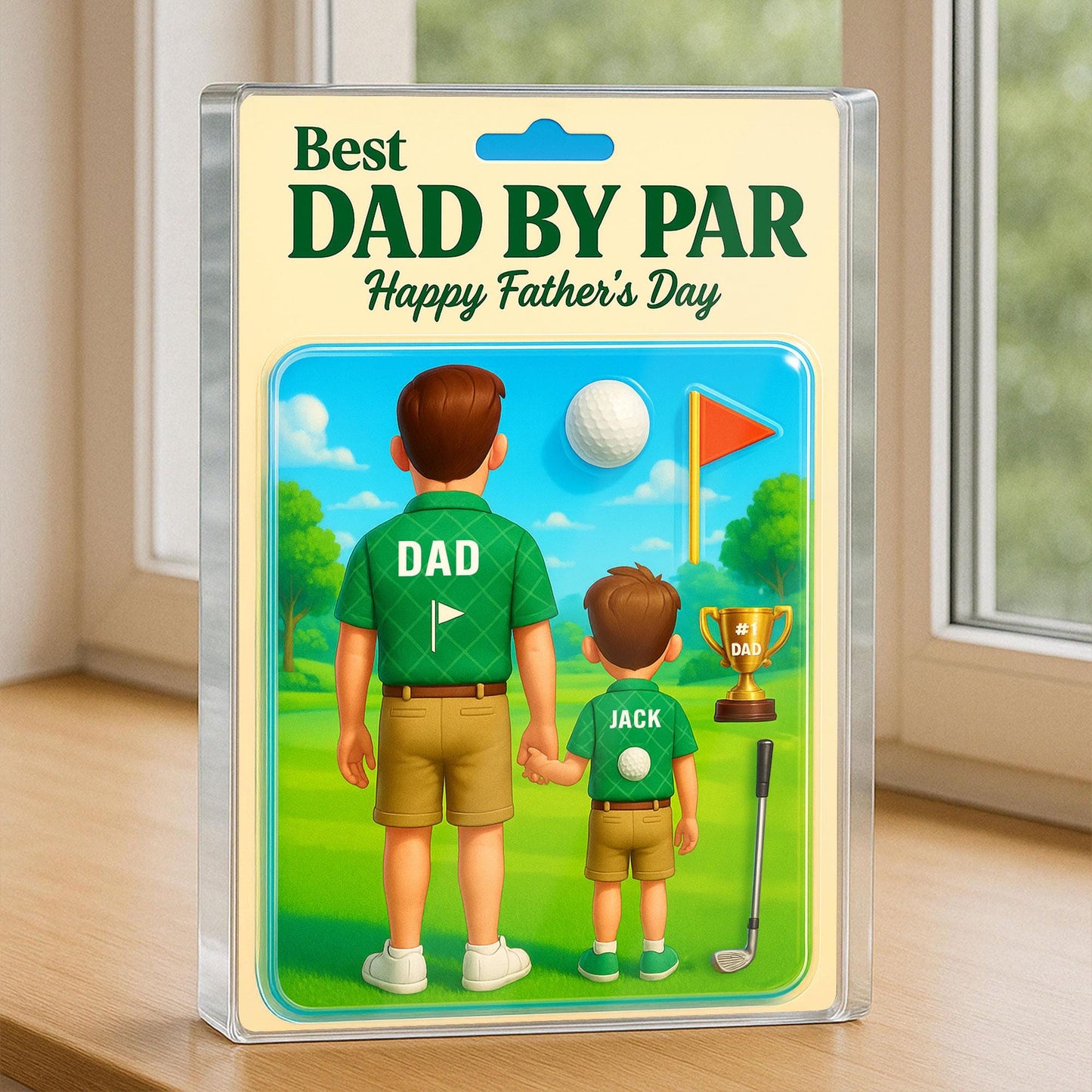 Best Dad By Par Acrylic Block, Golf Custom Figure Acrylic Plaque, Father's Day Gift For Dad, Gifts For Husband, Happy Father's Day, Dad No1