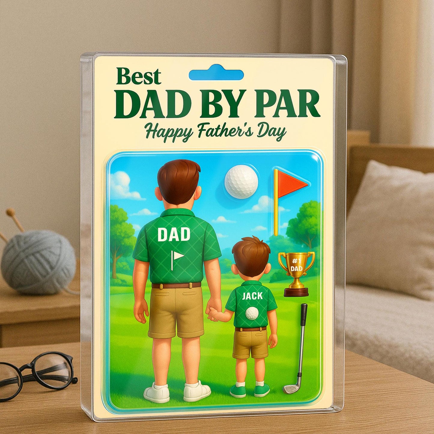 Best Dad By Par Acrylic Block, Golf Custom Figure Acrylic Plaque, Father's Day Gift For Dad, Gifts For Husband, Happy Father's Day, Dad No1