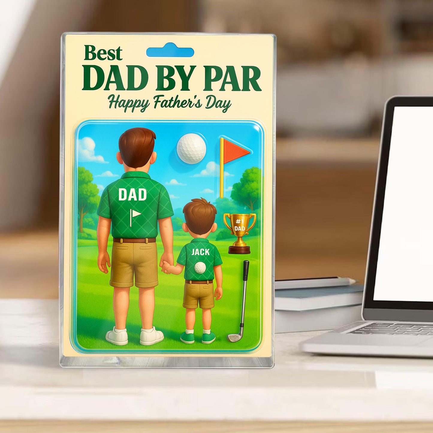 Best Dad By Par Acrylic Block, Golf Custom Figure Acrylic Plaque, Father's Day Gift For Dad, Gifts For Husband, Happy Father's Day, Dad No1